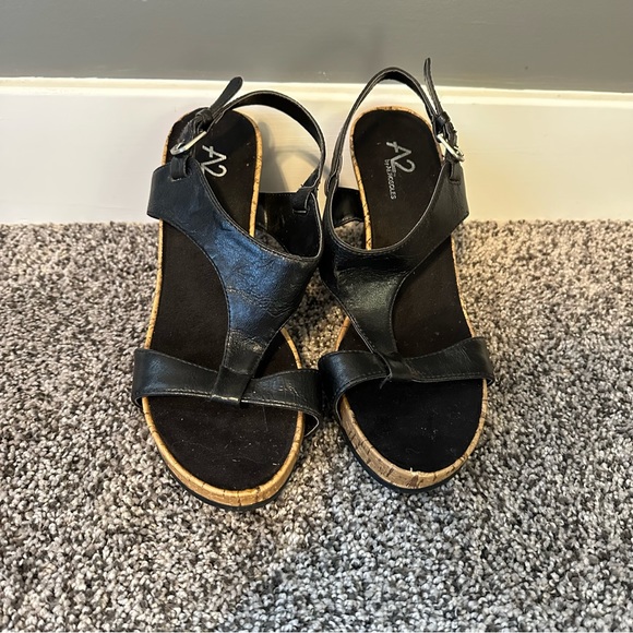 A2 by Aerosoles Wedge Sandals Black - Picture 3 of 4